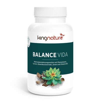 Sie sehen eine Packung KINGNATURE Balance Vida Kaps 500 mg Ds 120 Stk, Produktbild: 01 KINGNATURE Balance Vida Kaps 500 mg Ds 120 Stk, A-Nr.: 5880678 - 01