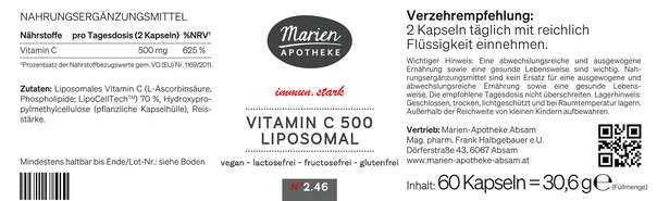 MARIEN VITAMIN C 500 LIPOSOMAL, 60 Kapseln, A-Nr.: 8058938 - 03