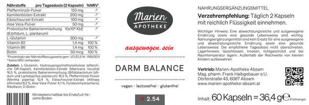 MARIEN DARM BALANCE. 60 Kapseln, A-Nr.: 8058996 - 03