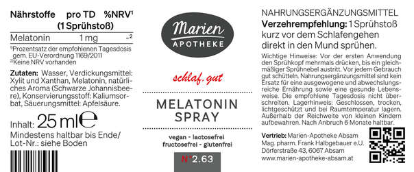 MARIEN MELATONIN SPRAY, 25ml, A-Nr.: 8059010 - 03