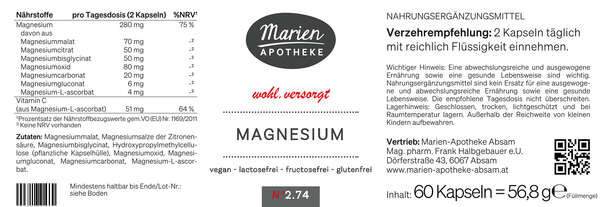 MARIEN MAGNESIUM, 60 Kapseln, A-Nr.: 8059079 - 03