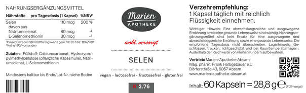 MARIEN SELEN, 60 Kapseln, A-Nr.: 8059091 - 03