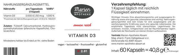 MARIEN VITAMIN D3, 60 Kapseln, A-Nr.: 8059139 - 03