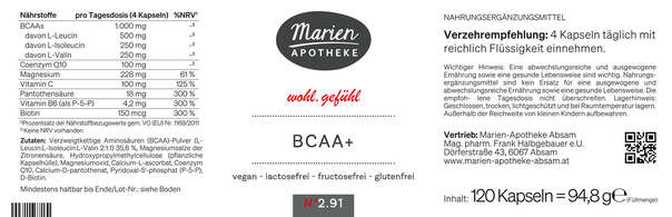 MARIEN BCAA+, 60 Kapseln, A-Nr.: 8059174 - 03