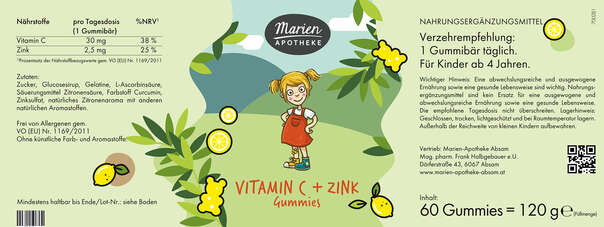 MARIEN VITAMIN C +ZINK GUMMIES, 60 Gummies, A-Nr.: 8059352 - 03