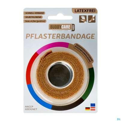 Buddycare Pflasterbandage Med Latexfrei Flexibel Kohaesiv 5cmx 4,5m Hautfarben 1st, A-Nr.: 5289399 - 02