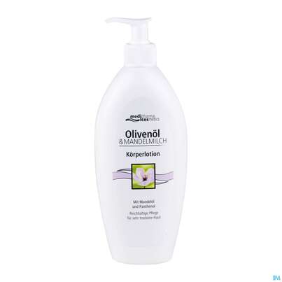 Sie sehen eine Packung Oliven Oel Dr.theiss Koerperlotion +mandelmilch 500ml, Produktbild: 03 Oliven Oel Dr.theiss Koerperlotion +mandelmilch 500ml, A-Nr.: 3550830 - 03