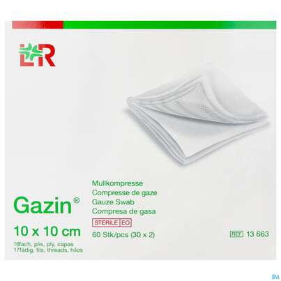 Mullkompressen Gazin Baumw.17faedig Steril 16fach 10x10cm 30x2 60st, A-Nr.: 2384743 - 01