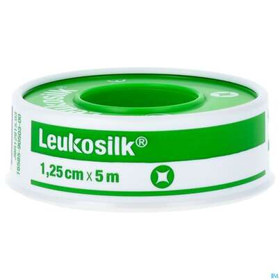Sie sehen eine Packung Rollenpflaster Leukosilk Rollenpflaster 5mx 1,25cm 0102100 1st, Produktbild: 01 Rollenpflaster Leukosilk Rollenpflaster 5mx 1,25cm 0102100 1st, A-Nr.: 5020562 - 01