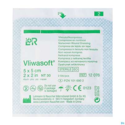 Vlieskompressen Vliwasoft 4fach Steril 5x 5cm 2st, A-Nr.: 1016902 - 02